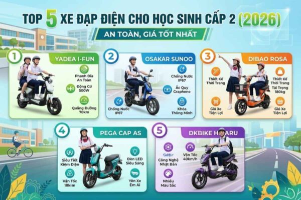 Top 5 Xe Đạp Điện Cho Học Sinh Cấp 2 An Toàn, Giá Tốt Nhất 2026