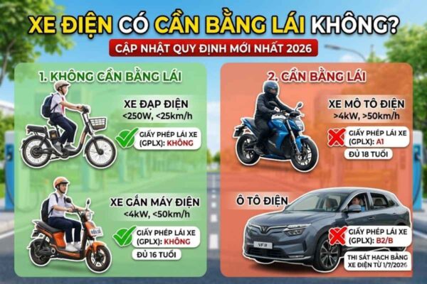 Xe điện có cần bằng lái không Cập nhật quy định mới nhất 2026