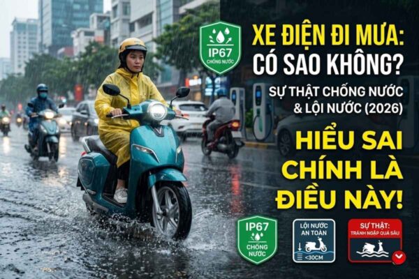 Xe điện đi mưa có sao không Sự thật về chống nước, lội nước và những điều nhiều người hiểu sai