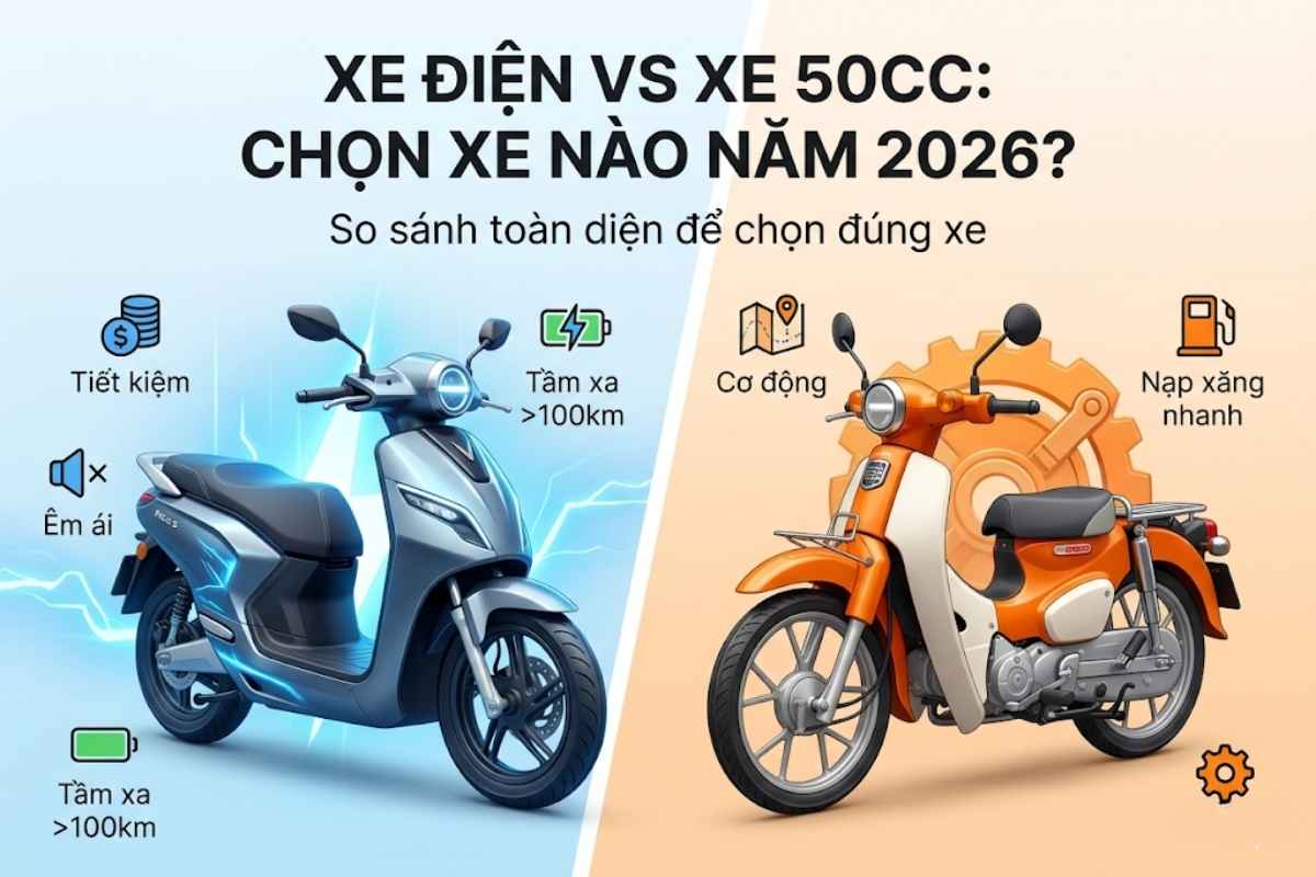 Xe điện vs xe 50cc So sánh toàn diện để chọn đúng xe trong 2026