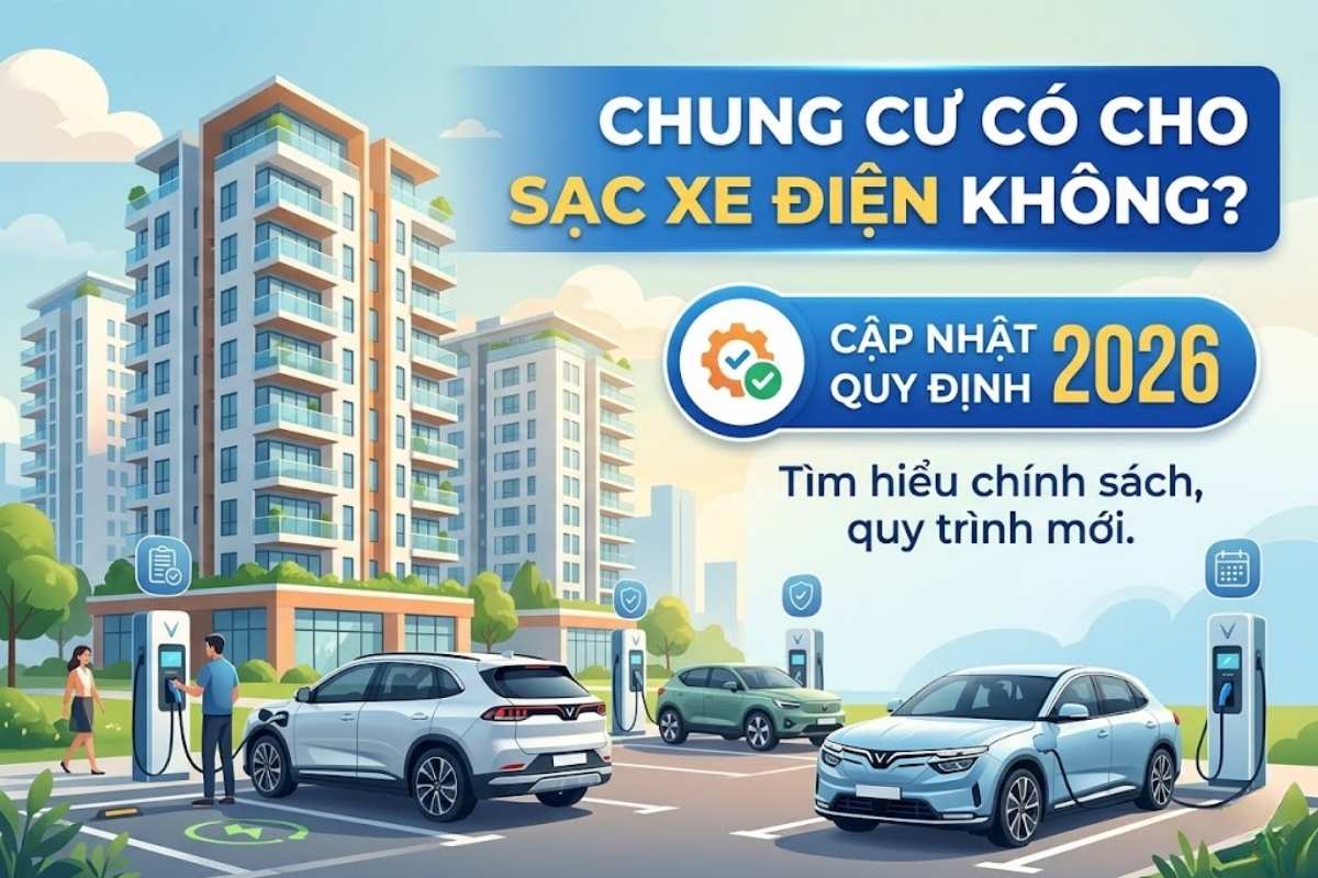 Chung cư có cho sạc xe điện không (Cập nhật quy định 2026)