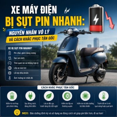 Xe Máy Điện Bị Sụt Pin Nhanh Nguyên Nhân Vô Lý Và Cách Khắc Phục Tận Gốc